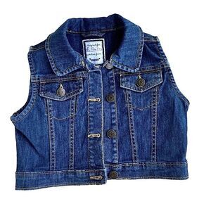 🌴 Gymboree Girls Denim Vest Size 5-6 Blue Jean Button Front